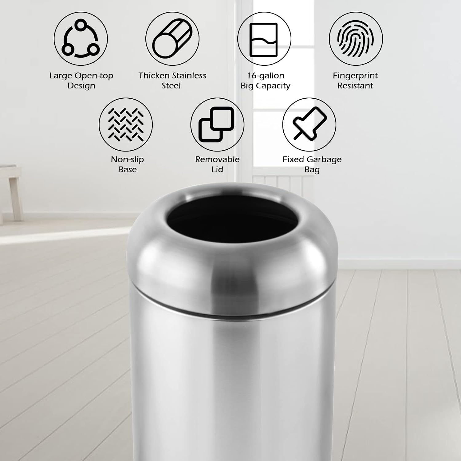 Large Stainless Steel Open‑Top - огляд і ціна Commercial Kitchen Bin