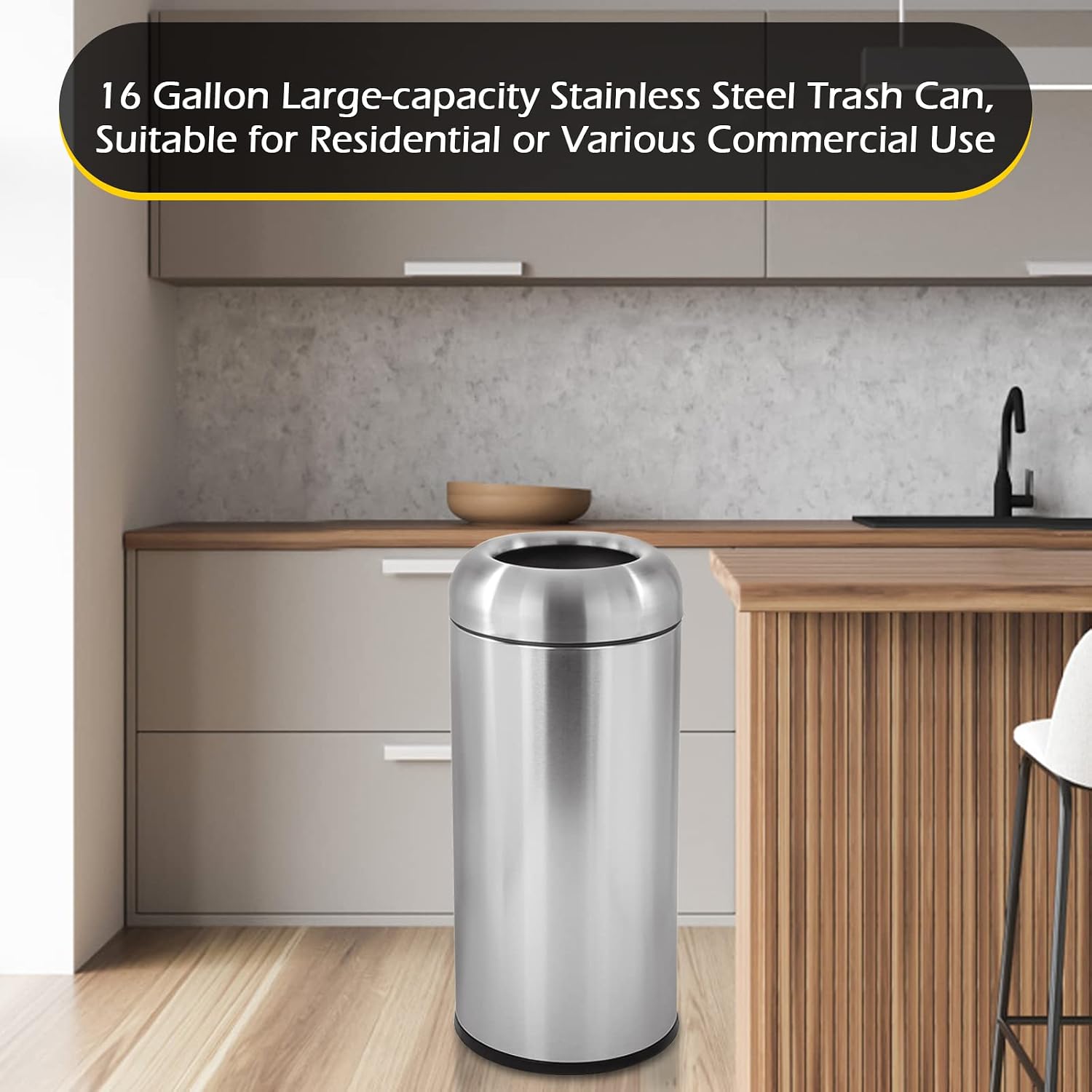 Large Stainless Steel Open‑Top - огляд і ціна Commercial Kitchen Bin